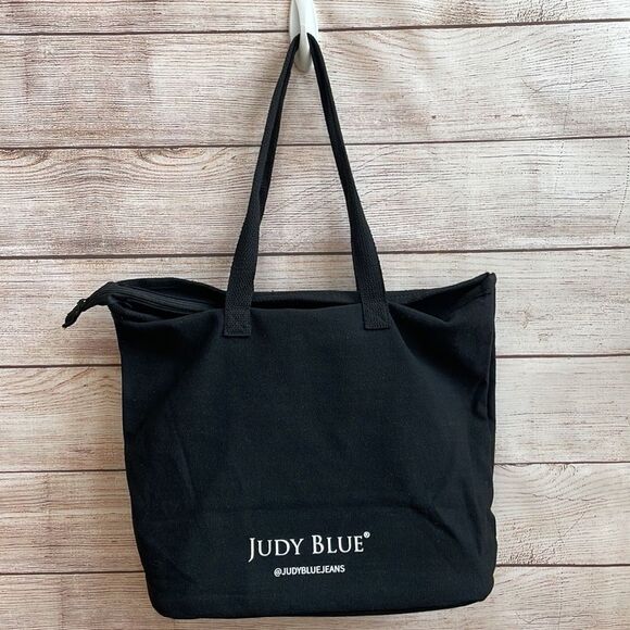JUDY BLUE CANVAS TOTE BAG IN BLACK - Picture 3 of 5